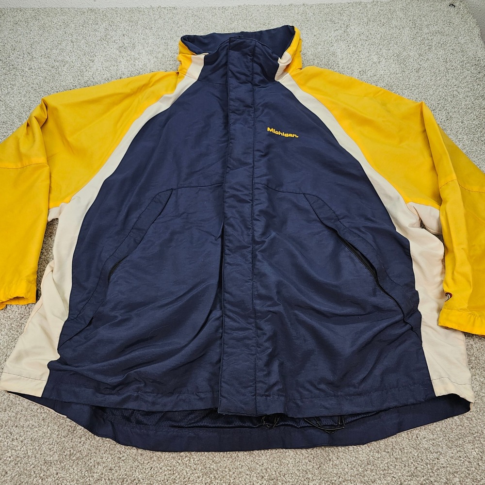 Vintage Pro Player Michigan Wolverines‎ 3-in-1 Parka Jacket Mens 3XL Navy Yellow